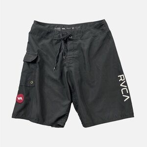 RVCA Black Board Shorts with Logo